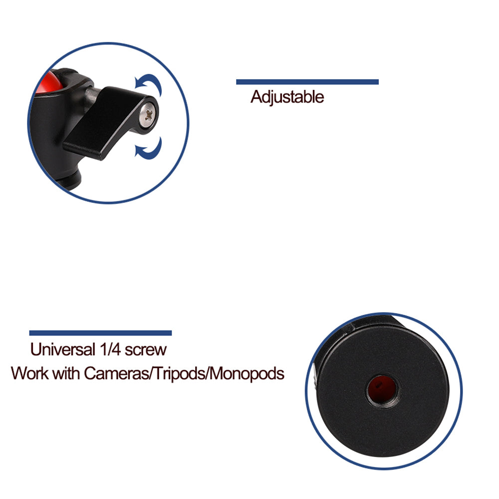 C017 For DSLR Camera Tripod Mount Holder Aluminum Alloy 360 Degree Rotating Ball Gimbal Mount Adapter with 1 / 4inch Screw