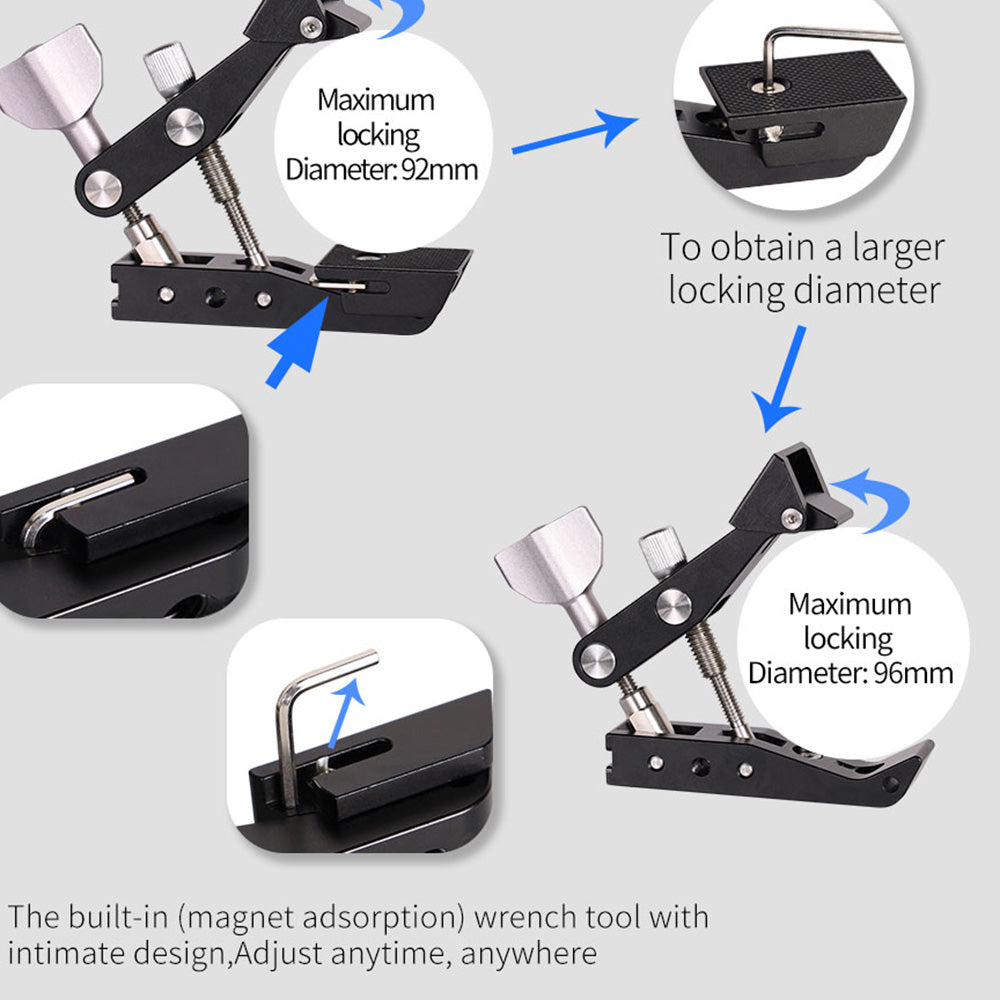 J037 Multifunctional Stable Clamp for GoPro Hero, Digital SLR Cameras Mobile Phone Metal Clip