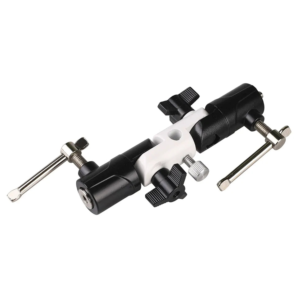 E008 U-Shape Type Swivel Flash Bracket 3-Section Aluminum Alloy Flash Mount Light Stand with Umbrella Hole - Black / White