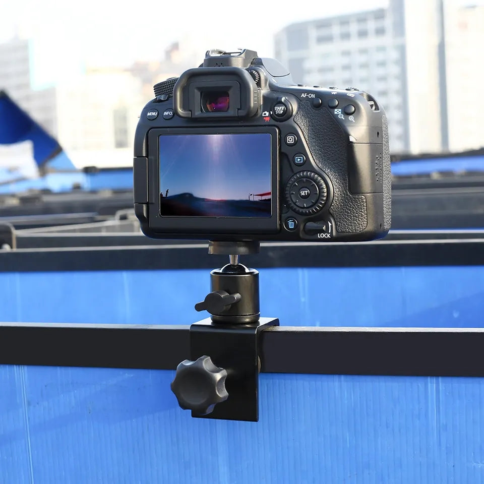 J006 U-shaped Clamp Mount with Universal Standard Ball Head 1 / 4 Screw Bracket for Camera Flash Holder