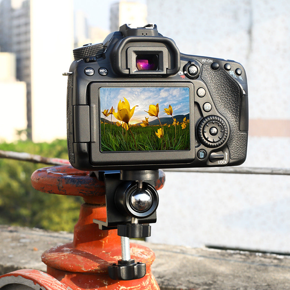 J006 U-shaped Clamp Mount with Universal Standard Ball Head 1 / 4 Screw Bracket for Camera Flash Holder