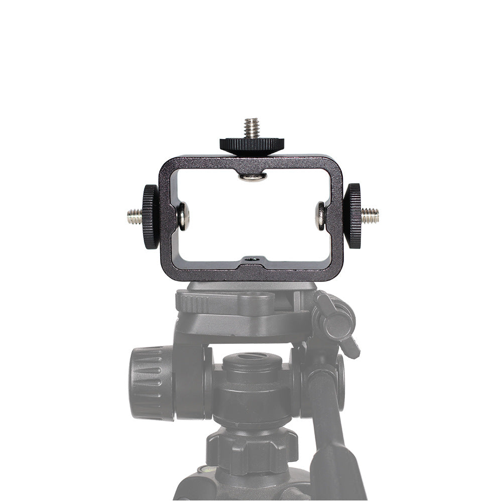 E038 3-Head Cell Phone Mount Adapter Aluminum Alloy Light Action Camera Holder for Tripod, Live Streaming Photography Accessories