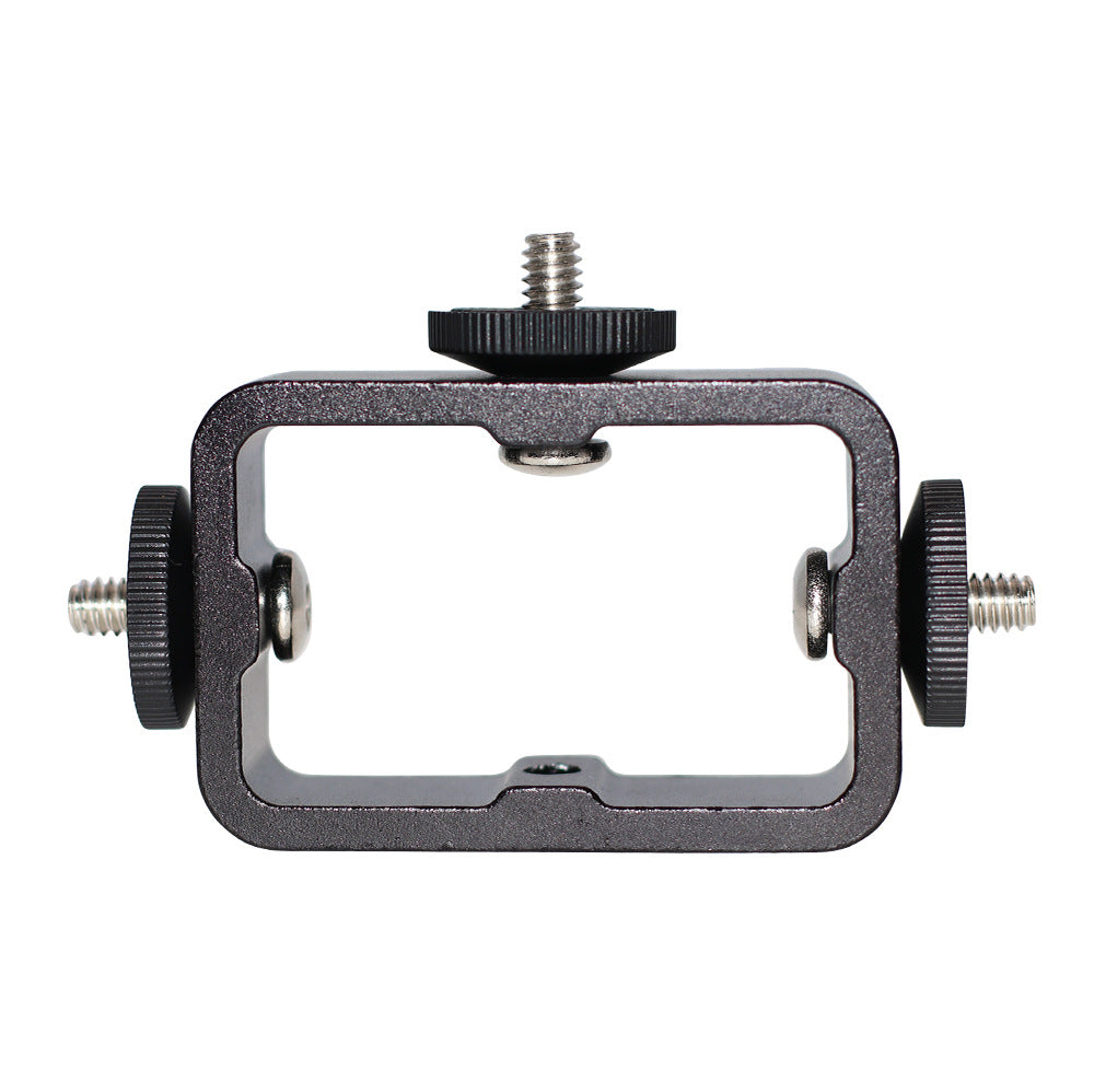 E038 3-Head Cell Phone Mount Adapter Aluminum Alloy Light Action Camera Holder for Tripod, Live Streaming Photography Accessories