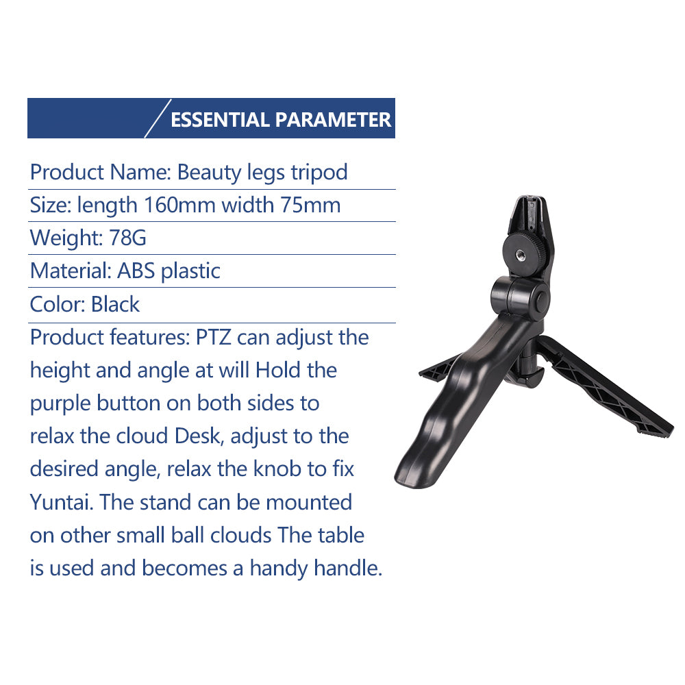 A003 ABS Plastic Desktop Tripod Folding Bracket Action Camera Grip Handle for GoPro