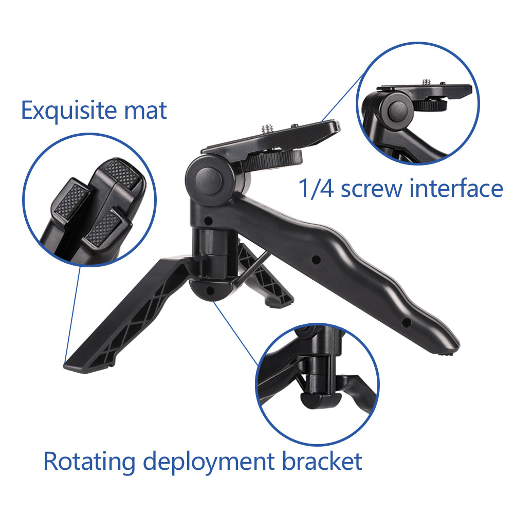 A003 ABS Plastic Desktop Tripod Folding Bracket Action Camera Grip Handle for GoPro