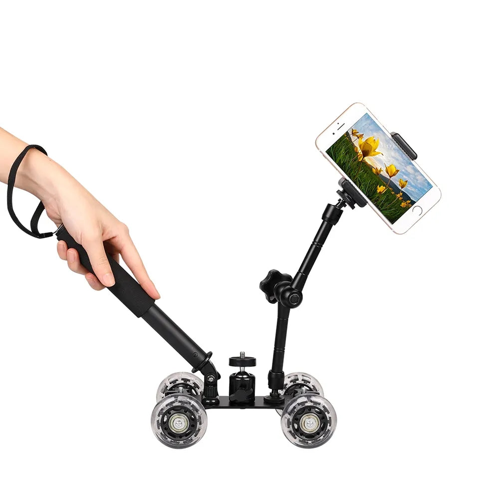 H024 For Canon 5D2 / 7D / 60D DLSR Camera Camcorder Photography Silent Sliding Rail Desktop Mini Camera Rail Car - Black