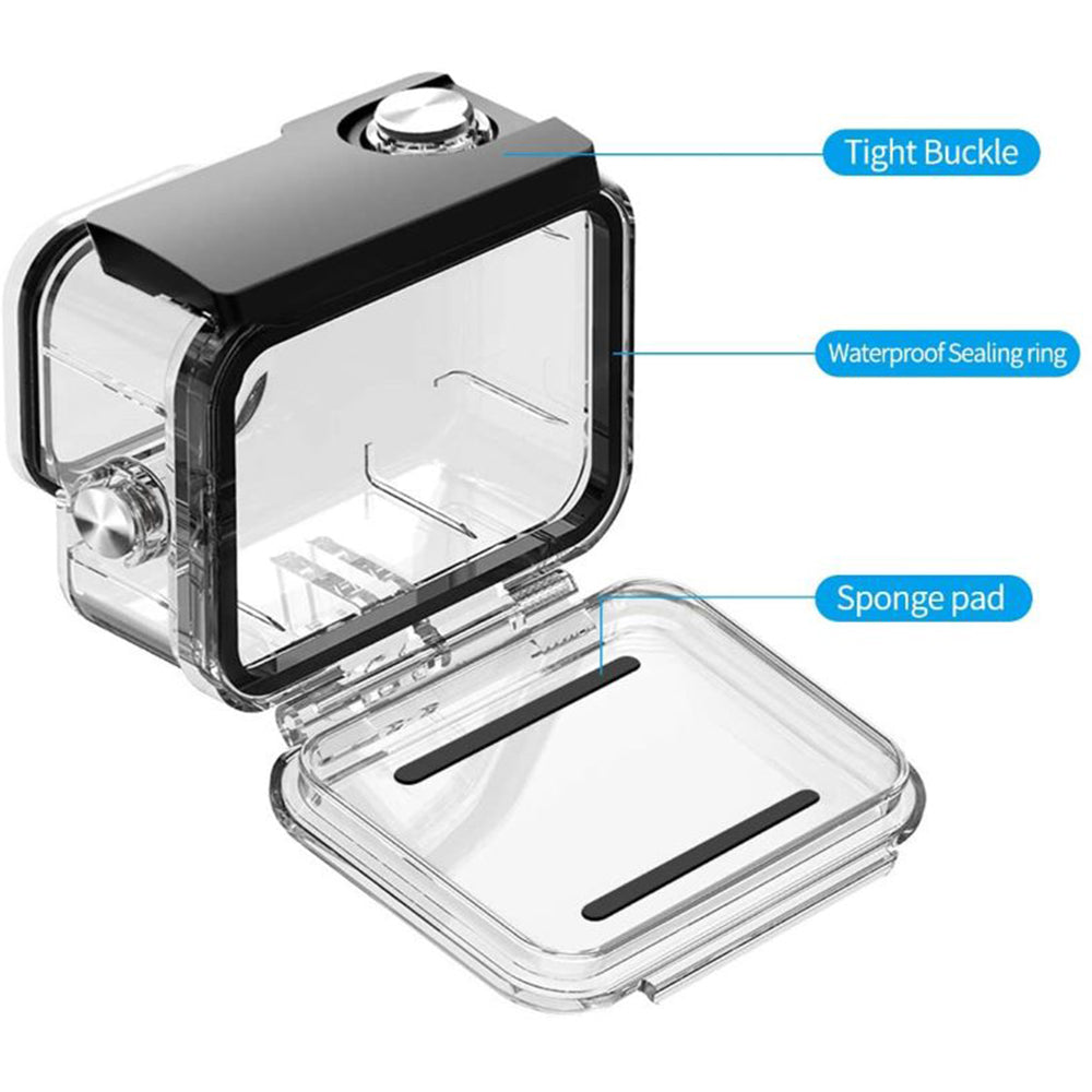 Uniqkart for GoPro Hero 9 / 10 / 11 Clear Design Waterproof Acrylic+Tempered glass Housing Case Camera Underwater Diving Cover
