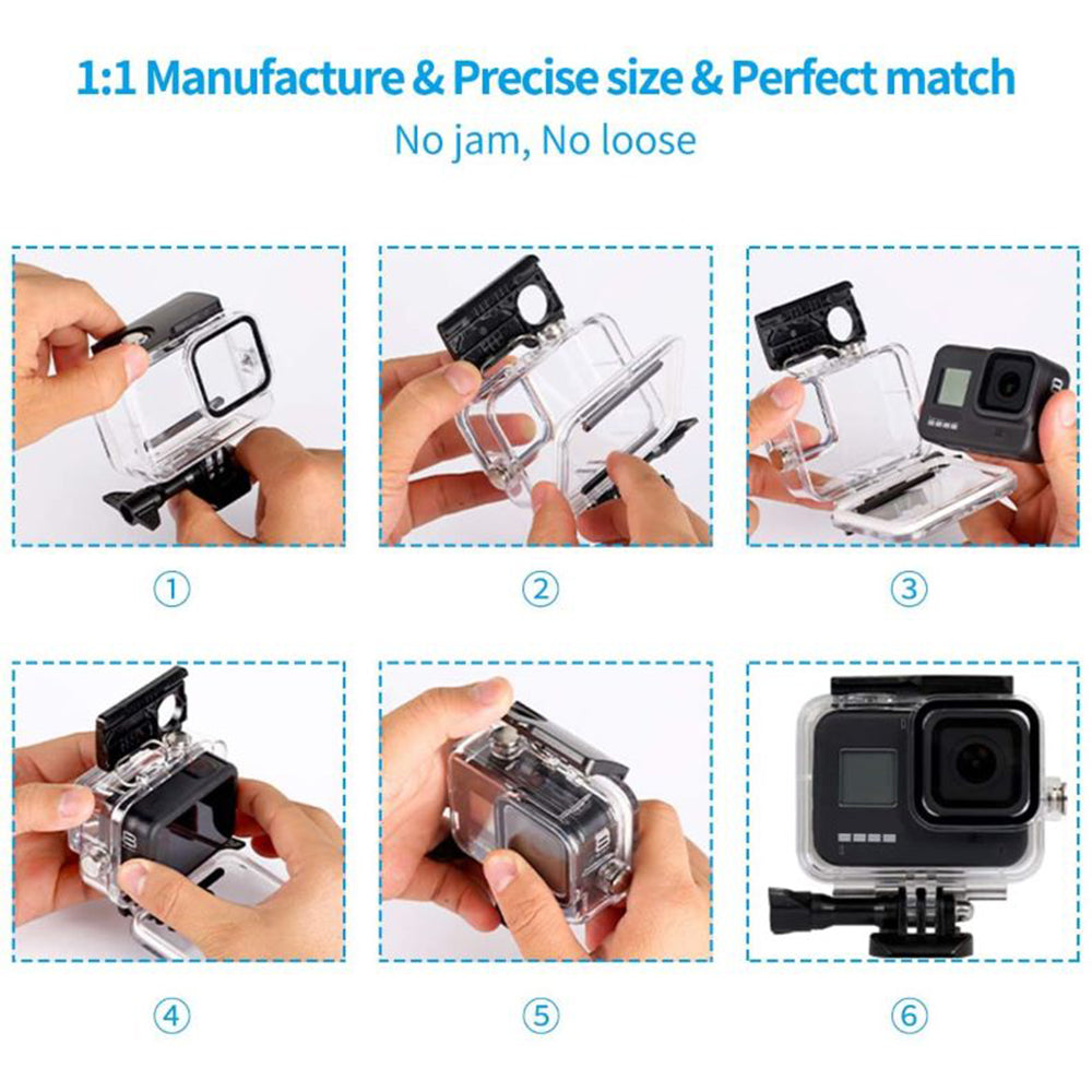 Uniqkart for GoPro Hero 9 / 10 / 11 Clear Design Waterproof Acrylic+Tempered glass Housing Case Camera Underwater Diving Cover