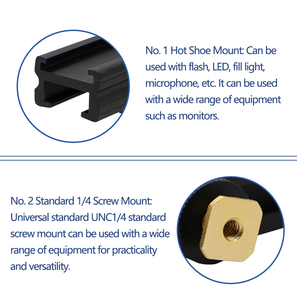 E047 10cm Aluminum Alloy Camera Hot Shoe Mount Extended Rail Slider for Flash LED Light Microphone