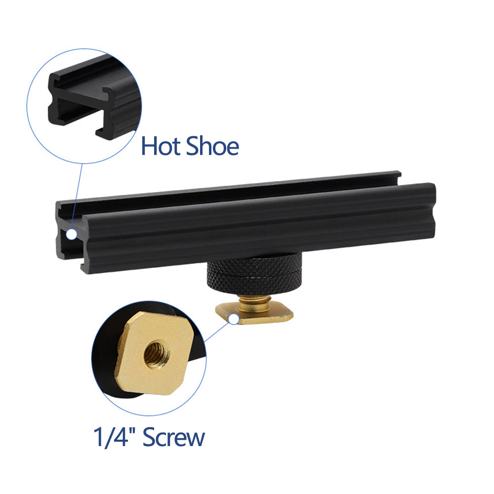 E047 10cm Aluminum Alloy Camera Hot Shoe Mount Extended Rail Slider for Flash LED Light Microphone