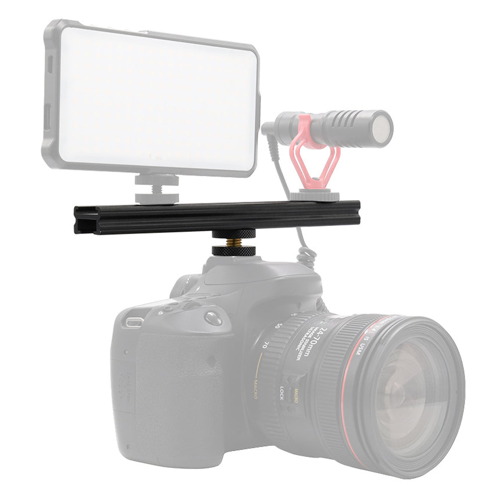 E046 For Nikon / Canon / Sony Camera 20cm Aluminum Alloy Cold Shoe Extension Rail for Fill Light Microphone