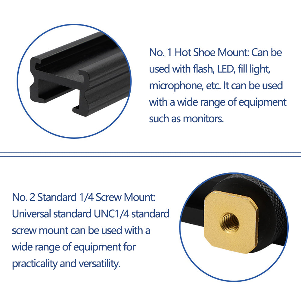 E046 For Nikon / Canon / Sony Camera 20cm Aluminum Alloy Cold Shoe Extension Rail for Fill Light Microphone