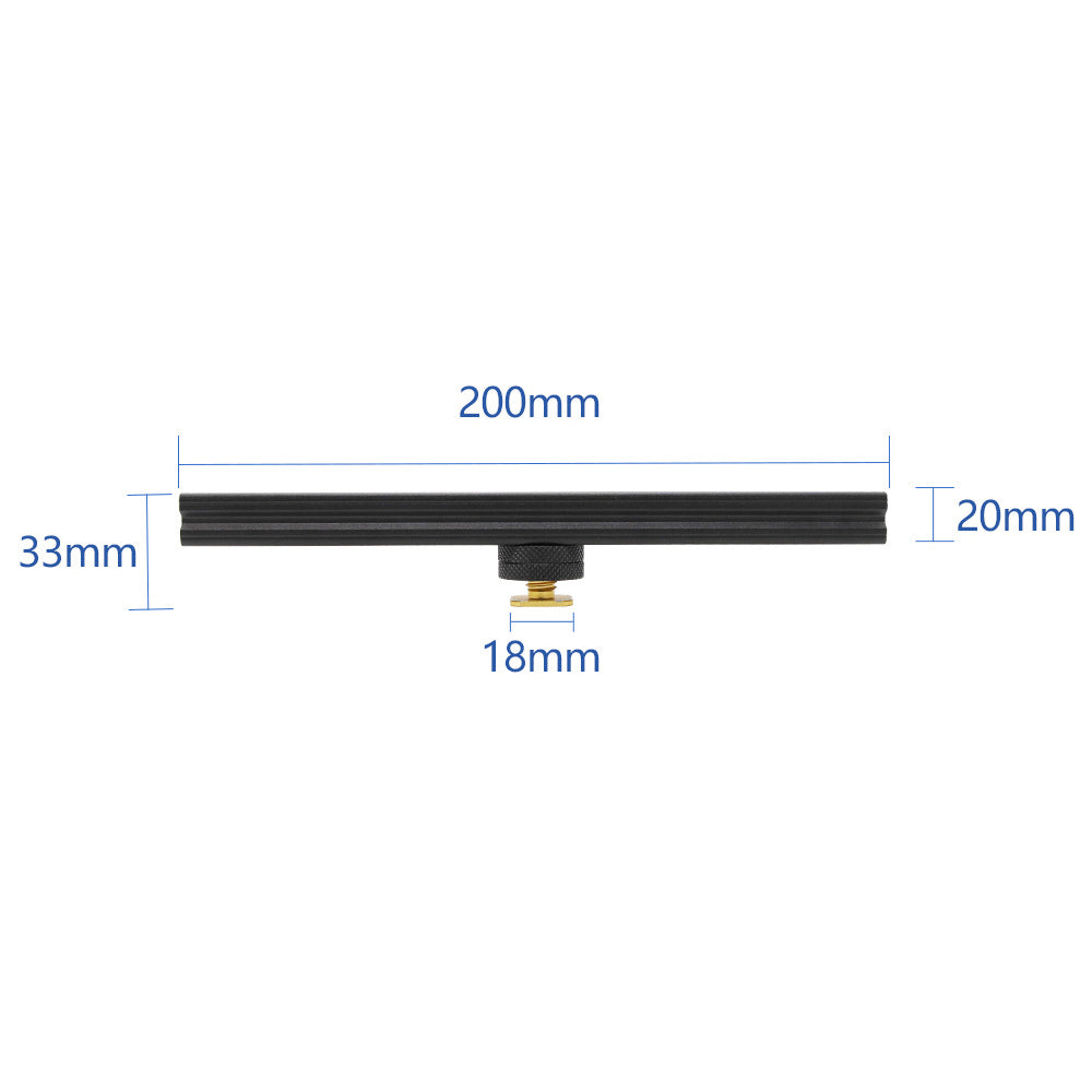 E046 For Nikon / Canon / Sony Camera 20cm Aluminum Alloy Cold Shoe Extension Rail for Fill Light Microphone