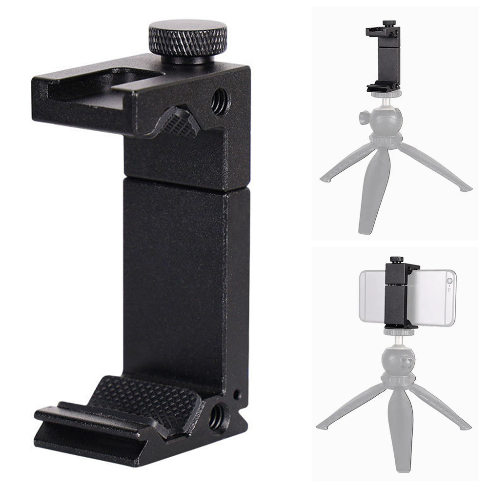 D042 Cold Shoe Adjustable Clamp Metal Phone Holder Bracket Tripod Mount Adapter