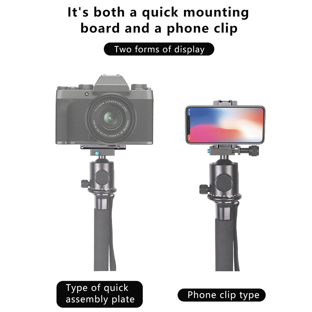 Z043 Mobile Phone Holder Quick Release Plate Tripod Mount Adapter with Cold Shoe