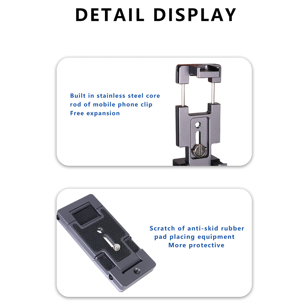 Z043 Mobile Phone Holder Quick Release Plate Tripod Mount Adapter with Cold Shoe