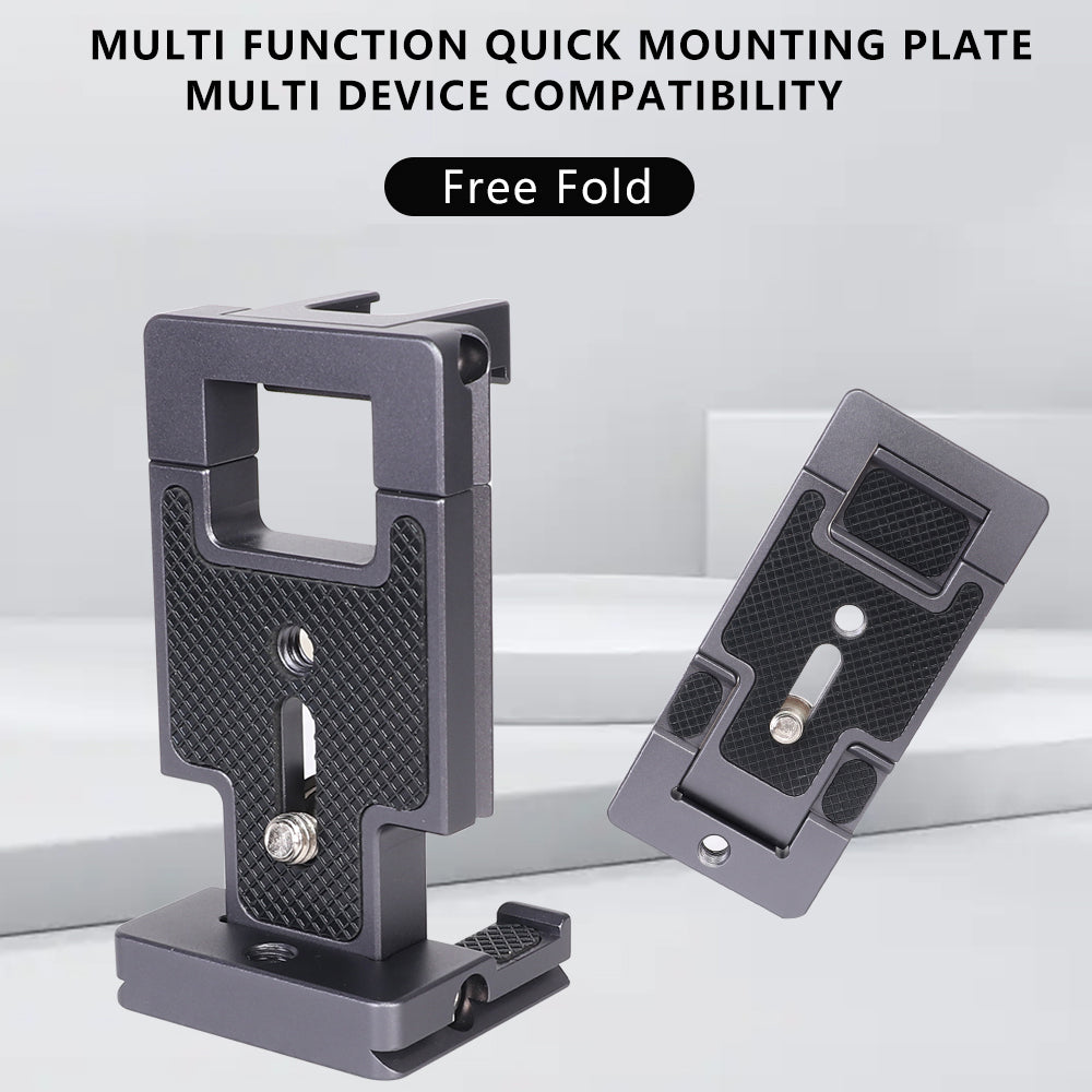 Z043 Mobile Phone Holder Quick Release Plate Tripod Mount Adapter with Cold Shoe