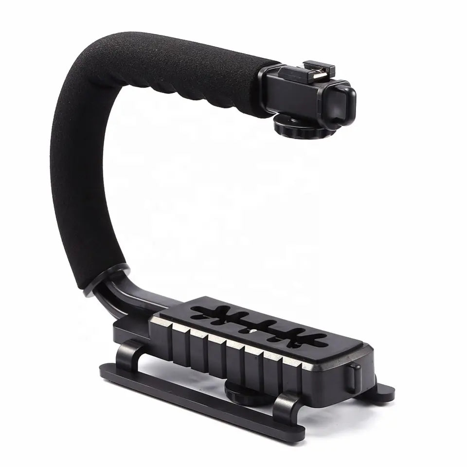 H001 Outdoor Camera Shooting Sponge Handle Stabilizer Fill Light Mount Bracket ABS Handheld U-shape DV Stand