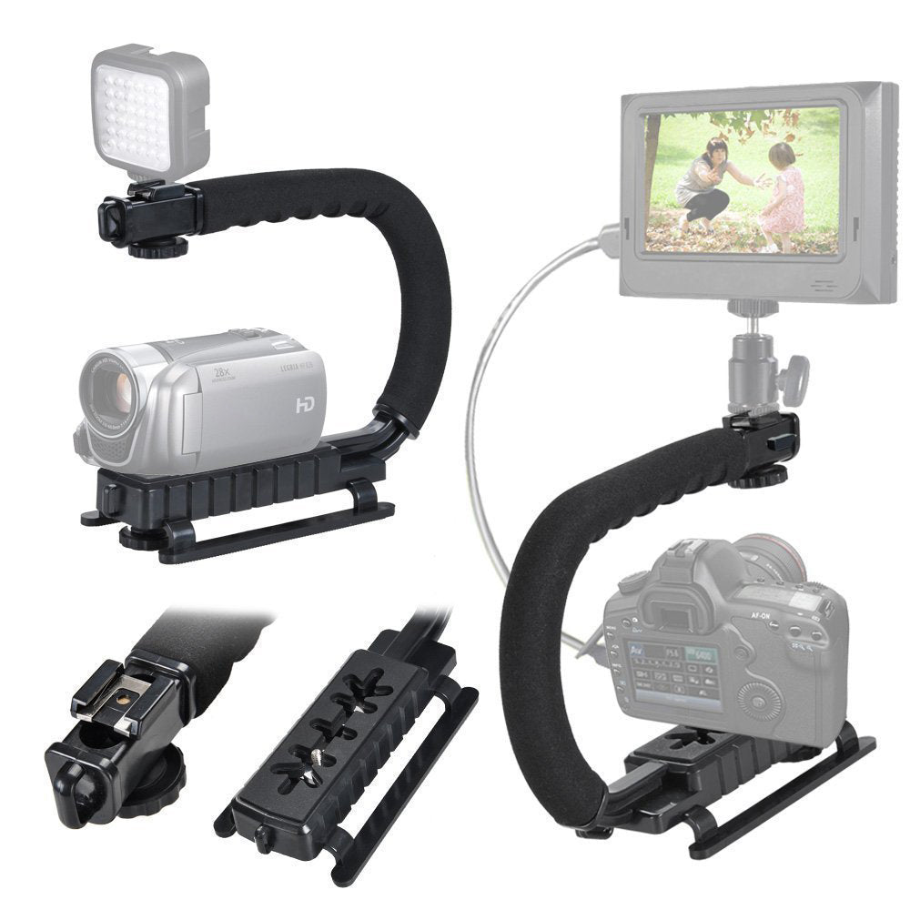 H001 Outdoor Camera Shooting Sponge Handle Stabilizer Fill Light Mount Bracket ABS Handheld U-shape DV Stand