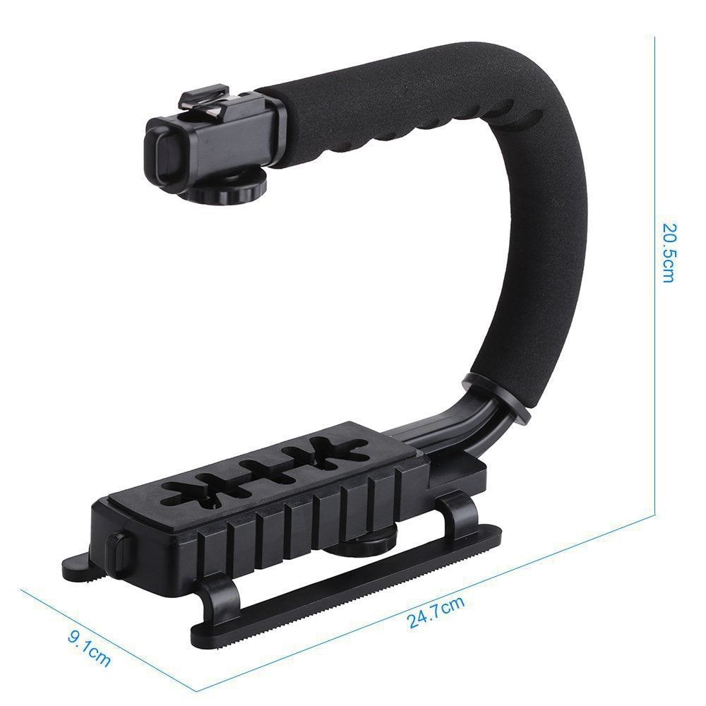 H001 Outdoor Camera Shooting Sponge Handle Stabilizer Fill Light Mount Bracket ABS Handheld U-shape DV Stand