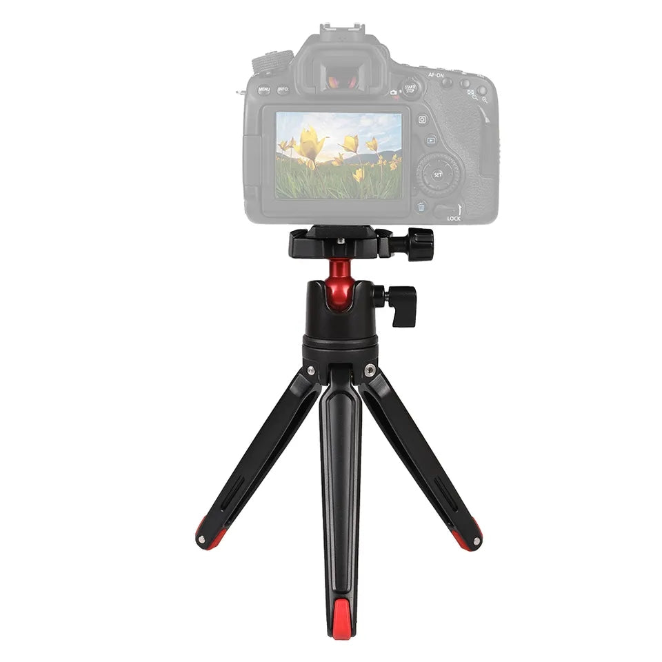 A006 Mini Portable Aluminum Alloy SLR Camera Stand 3 / 8 to 1 / 4 Screw Gimbal Tripod