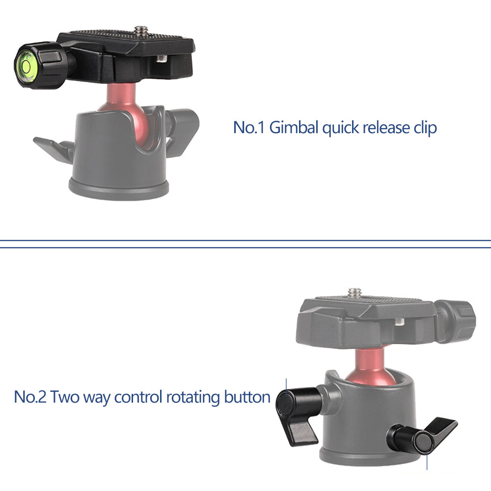 A006 Mini Portable Aluminum Alloy SLR Camera Stand 3 / 8 to 1 / 4 Screw Gimbal Tripod