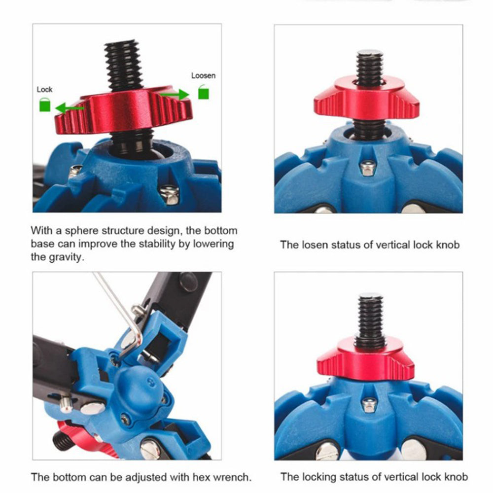 A005 Portable Foldable Tripod Aluminum Alloy DSLR Camera Phone Stand 3 / 8 Screw Monopod Mount Connector