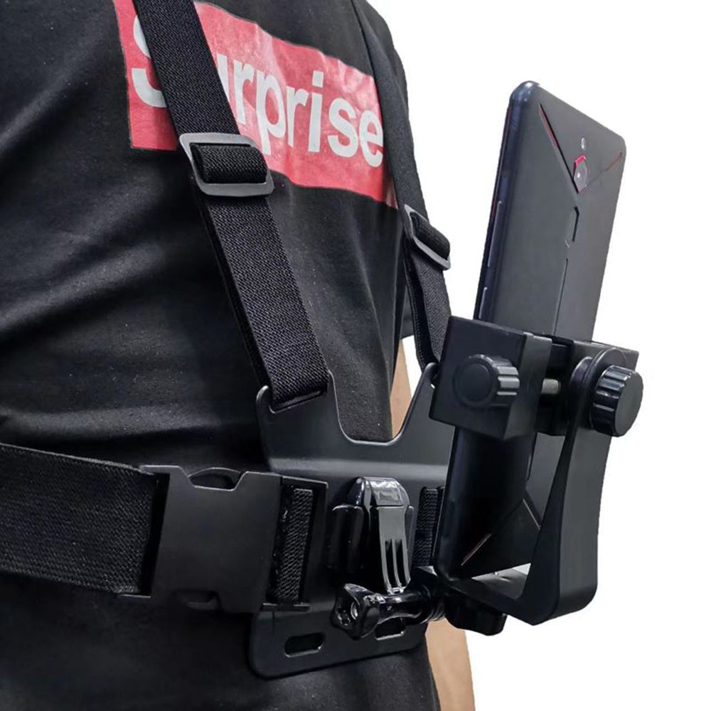 Chest Strap for GoPro Hero Action Camera 5-in-1 Chest Mount Harness Kit with Small Hole 1 / 4inch Converter, J-hook Base, Phone Clip