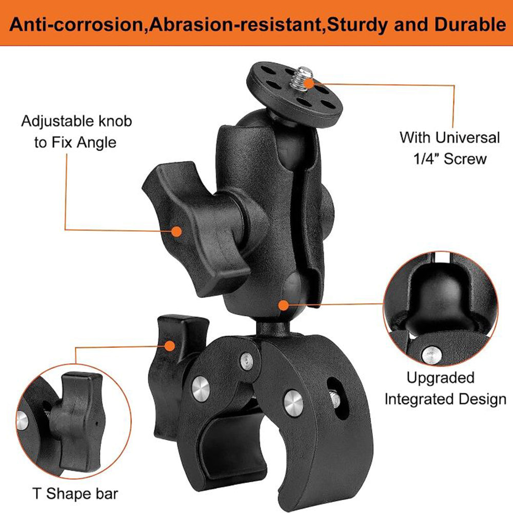 1403 6cm Camera Clamp Mount Multi-Function Monitor Holder 360-Degree Ball Head with 1 / 4inch Adapter for DSLR Camera, Phone Clip