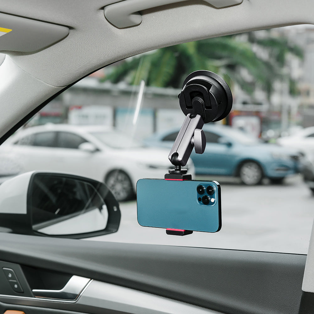 Uniqkart for GoPro Action Camera Car Mount Sucker Bracket Aluminum Alloy + Nylon Camera Phone Holder Stand