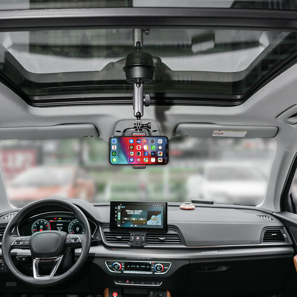 Uniqkart for GoPro Action Camera Car Mount Sucker Bracket Aluminum Alloy + Nylon Camera Phone Holder Stand