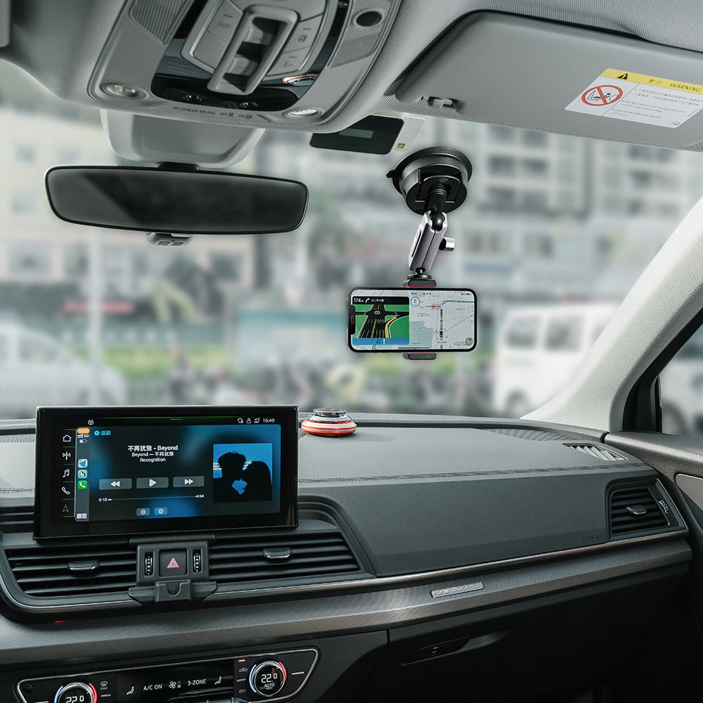 Uniqkart for GoPro Action Camera Car Mount Sucker Bracket Aluminum Alloy + Nylon Camera Phone Holder Stand