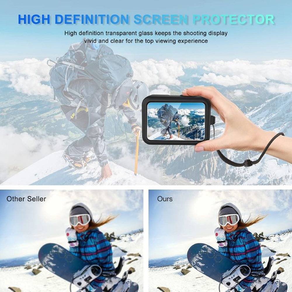 30m Underwater IP68 Waterproof Case for GoPro Hero 11 / 10 / 9 Silicone Cover Storage Bag Tempered Glass Film Set