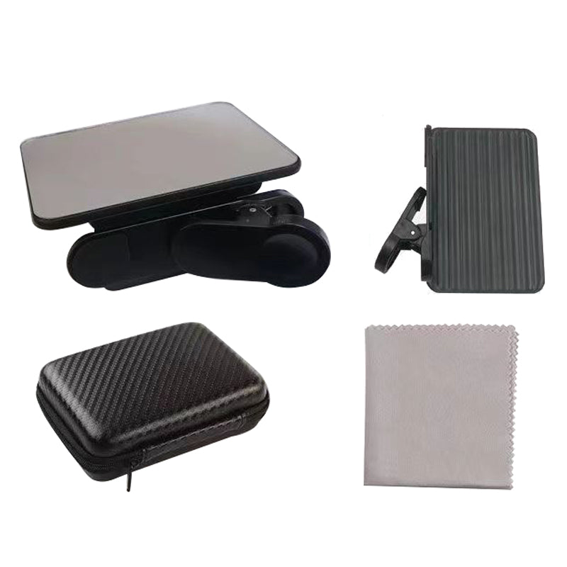 Mobile Phone Photography Reflection Mirror Outdoor Travel Photo Reflection Effect Auxiliary Tool with Clip for Cell Phone - Black