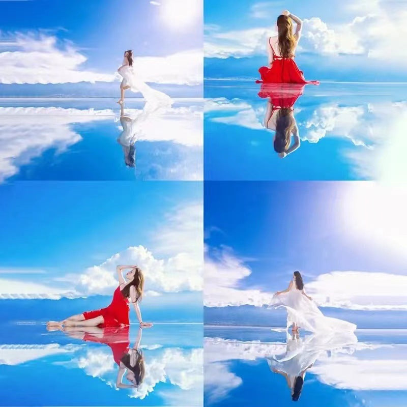 Mobile Phone Photography Reflection Mirror Outdoor Travel Photo Reflection Effect Auxiliary Tool with Clip for Cell Phone - White