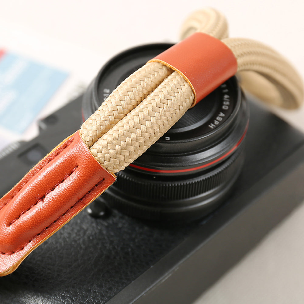 SZ02 SLR Camera Hand Strap Camera Carrying Lanyard Anti-lost Braided Wrist Rope - Khaki