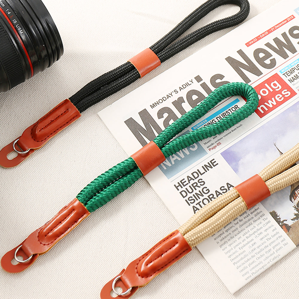 SZ02 SLR Camera Hand Strap Camera Carrying Lanyard Anti-lost Braided Wrist Rope - Black