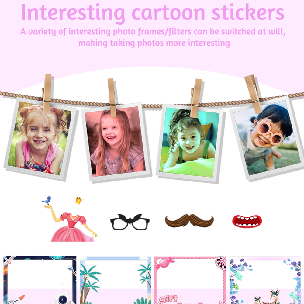 H19 2.4 inch Screen Children Camera 180-Degree Flip Camera Len with Tripod, Support 32G Memory Card - Pink