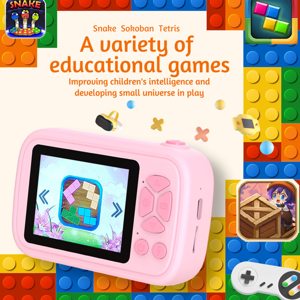 H19 2.4 inch Screen Children Camera 180-Degree Flip Camera Len with Tripod, Support 32G Memory Card - Pink