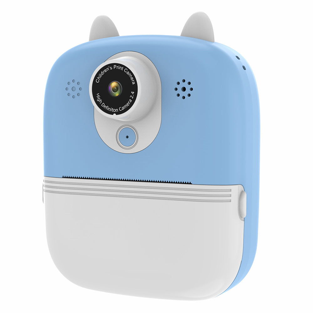 P2 2.4-inch HD Dual-Lens Camera Photo / Video Instant Camera Multifunction Children Printer Camera (with 32G Memory Card + Card Reader) - Blue