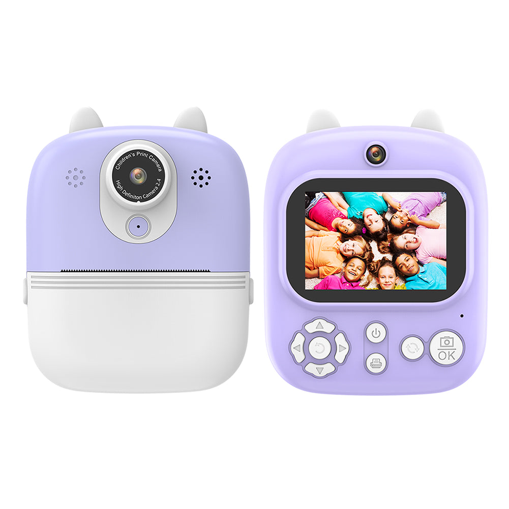 P2 2.4-inch IPS Screen Children Camera Thermal Printer Camera WiFi Printing Camera Support TF Card Storage - Purple