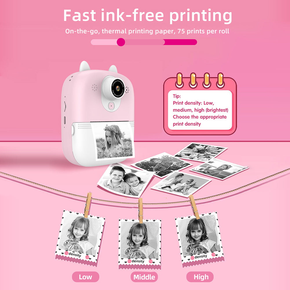 P2 2.4-inch IPS Screen Children Camera Thermal Printer Camera WiFi Printing Camera Support TF Card Storage - Purple