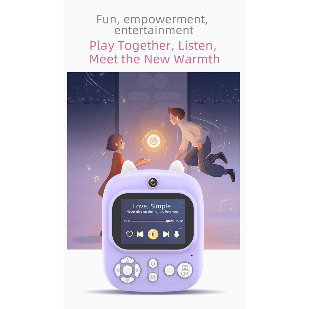 P2 2.4-inch IPS Screen Children Camera Thermal Printer Camera WiFi Printing Camera Support TF Card Storage - Purple