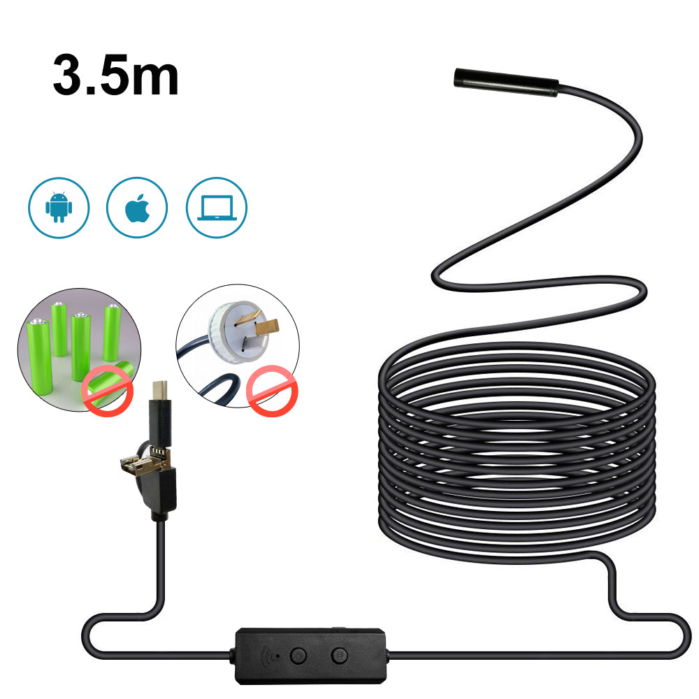 F160 3.5M Semi-Rigid WiFi Borescope 2.0MP 720P HD Endoscope Inspection Camera