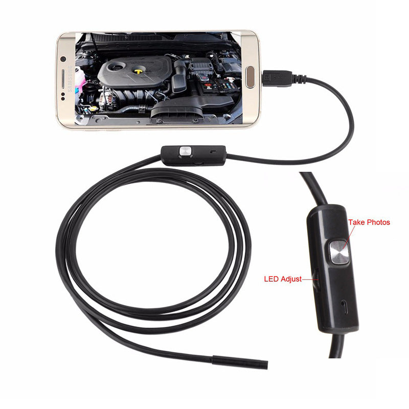 AN97 Endoscope Inspection Camera 8mm Snake Camera with 1M Semi-Rigid Cable for Android Smartphone