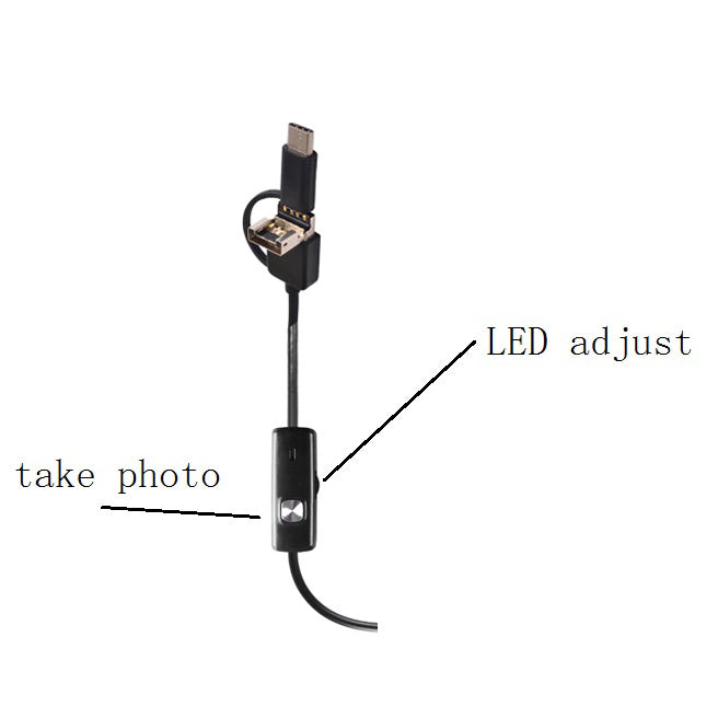 AN100 3-in-1 Endoscope Inspection Camera 8mm Snake Camera with 1M Semi-Rigid Cable