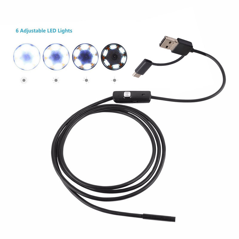 AN100 3-in-1 Endoscope Inspection Camera 8mm Snake Camera with 2M Semi-Rigid Cable
