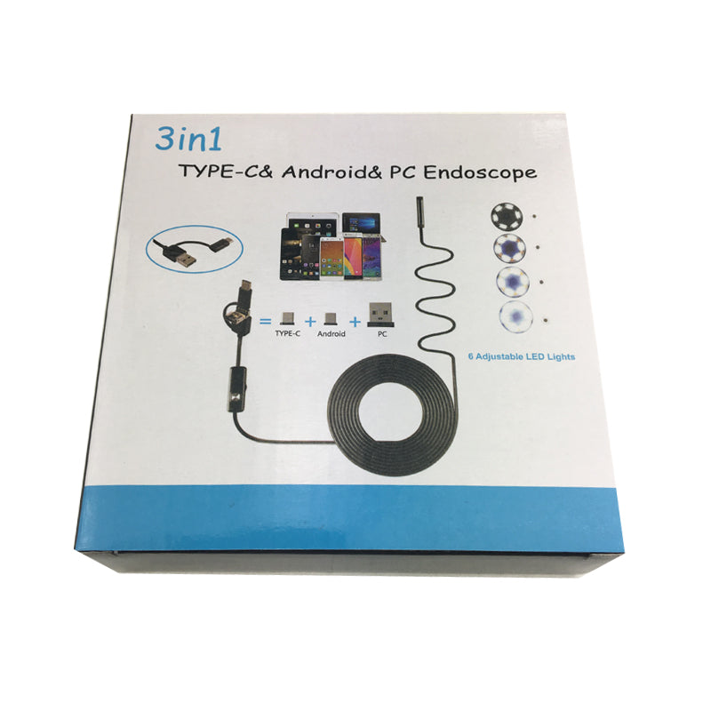 AN100 3-in-1 Endoscope Inspection Camera 8mm Snake Camera with 2M Semi-Rigid Cable