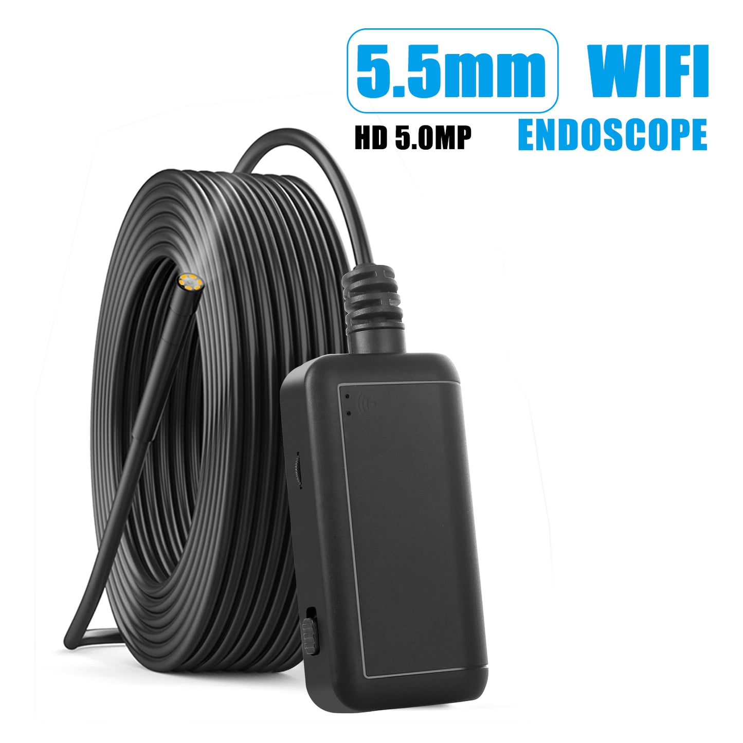 F220 5.5mm Industrial Endoscope WiFi Borescope Inspection Camera with 2M Semi-Rigid Cable