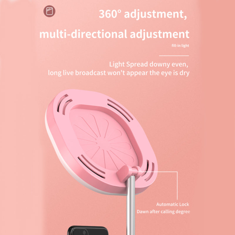 Y3 Foldable Storage Beauty Makeup Mirror Live Broadcast Light Desktop Phone Holder Ring Light - Pink